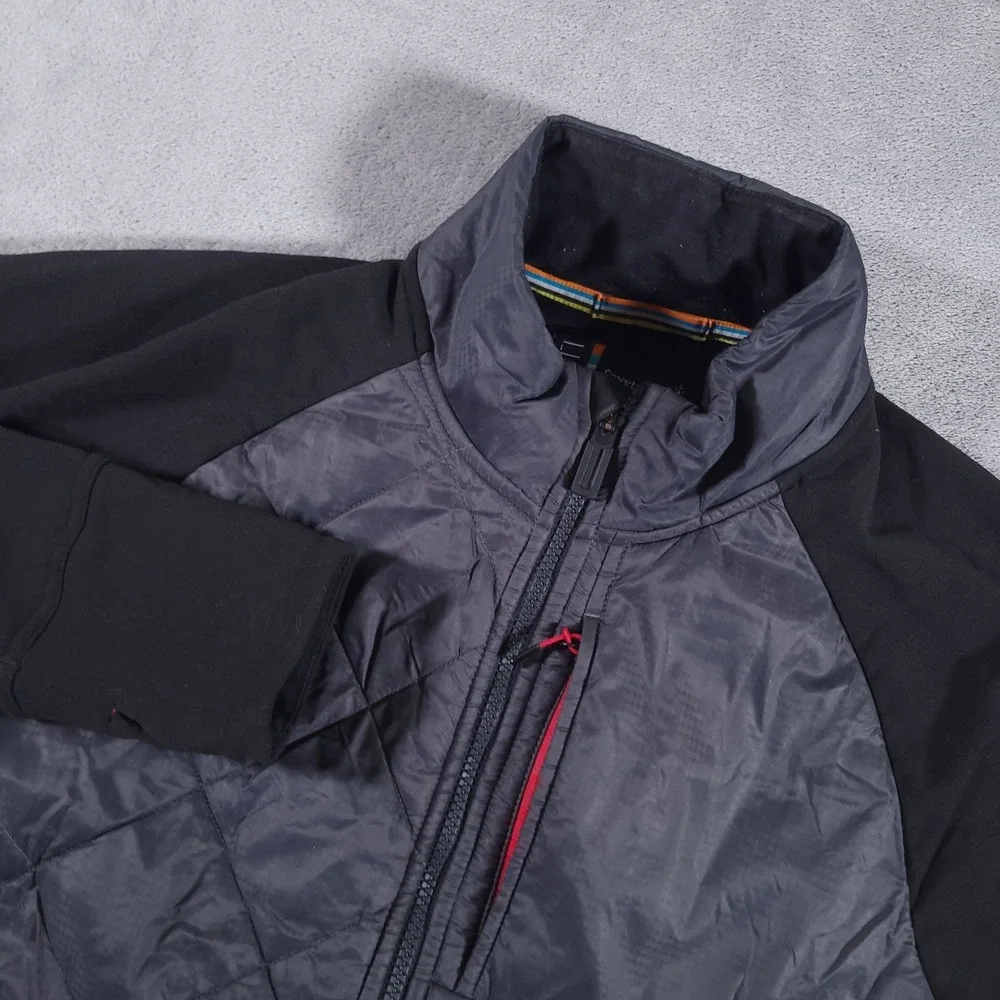 Smartwool Smartloft 120 Jacket Mens Large Black Grey Quilted Hybrid Wool Blend